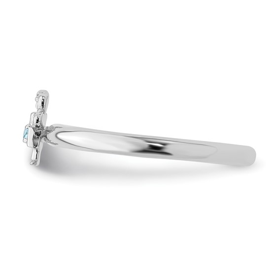 Sterling Silver Stackable Expressions Rhodium Aquamarine Girl Ring