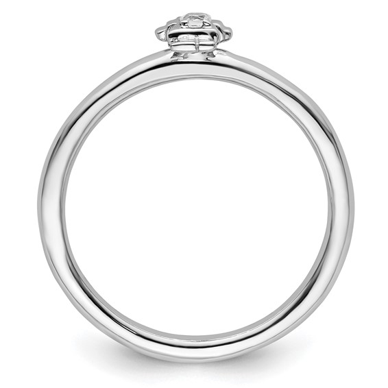Sterling Silver Stackable Expressions Rhodium White Topaz Girl Ring