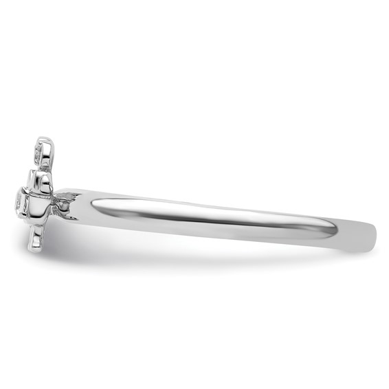 Sterling Silver Stackable Expressions Rhodium White Topaz Girl Ring