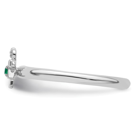 Sterling Silver Stackable Expressions Rhodium Cr. Emerald Girl Ring