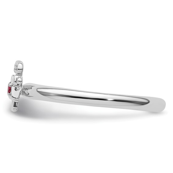 Sterling Silver Stackable Expressions Rhodium Cr. Ruby Girl Ring