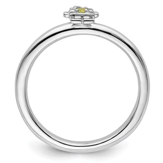 Sterling Silver Stackable Expressions Rhodium Peridot Girl Ring