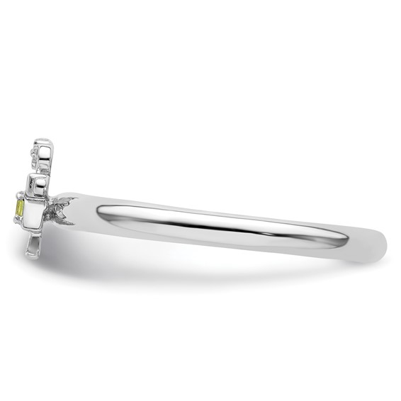 Sterling Silver Stackable Expressions Rhodium Peridot Girl Ring
