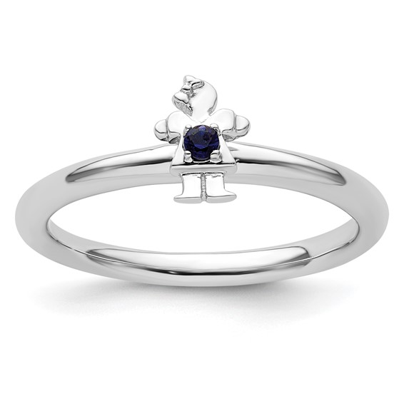 Sterling Silver Stackable Expressions Rhodium Cr. Sapp Girl Ring