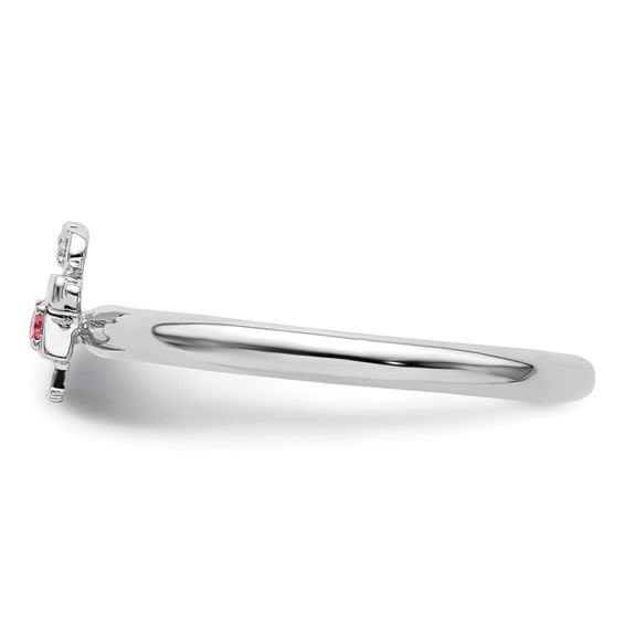 Sterling Silver Stackable Expressions Rhodium Pink Tourmaline Girl Ring