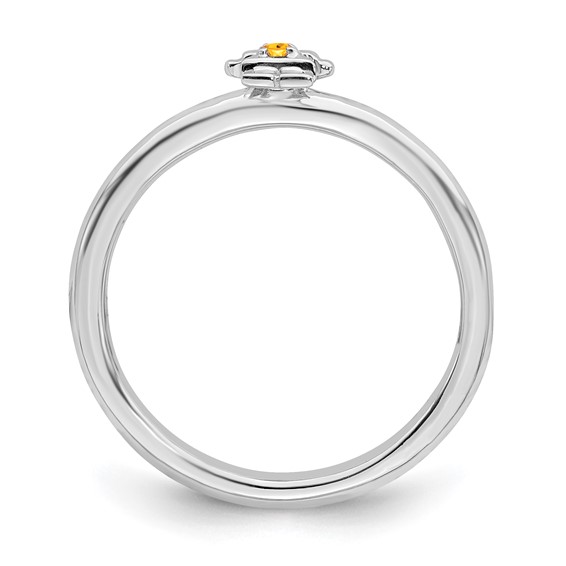 Sterling Silver Stackable Expressions Rhodium Citrine Girl Ring