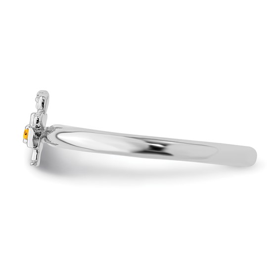 Sterling Silver Stackable Expressions Rhodium Citrine Girl Ring