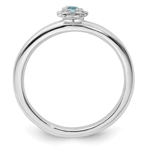 Sterling Silver Stackable Expressions Rhodium Blue Topaz Girl Ring