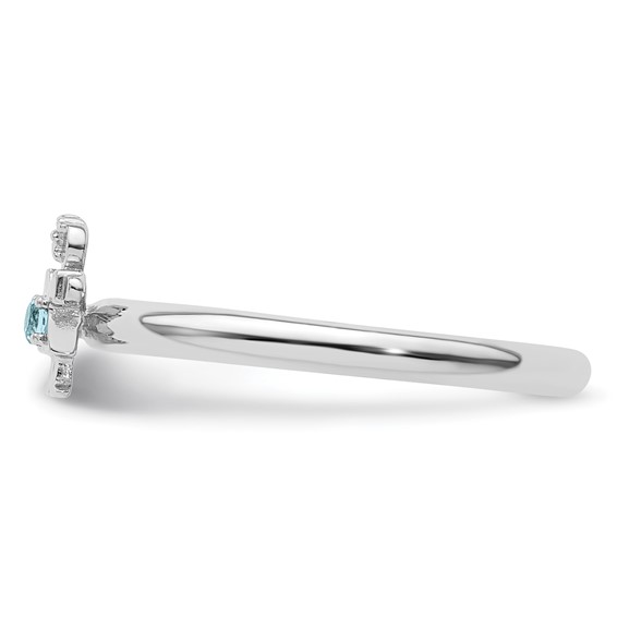 Sterling Silver Stackable Expressions Rhodium Blue Topaz Girl Ring