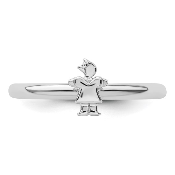 Sterling Silver Stackable Expressions Rhodium Girl Ring
