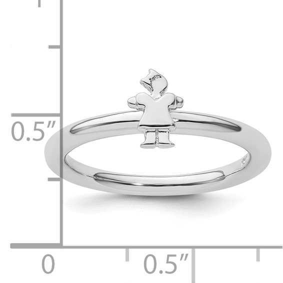 Sterling Silver Stackable Expressions Rhodium Girl Ring