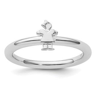 Sterling Silver Stackable Expressions Rhodium Girl Ring
