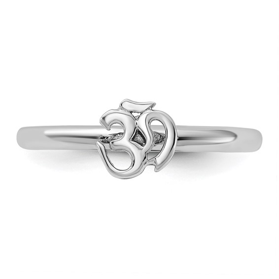 Sterling Silver Stackable Expressions Rhodium Ohm Ring