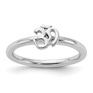 Sterling Silver Stackable Expressions Rhodium Ohm Ring