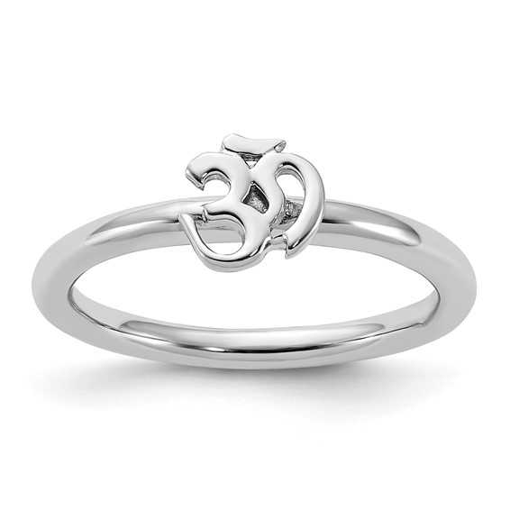 Sterling Silver Stackable Expressions Rhodium Ohm Ring