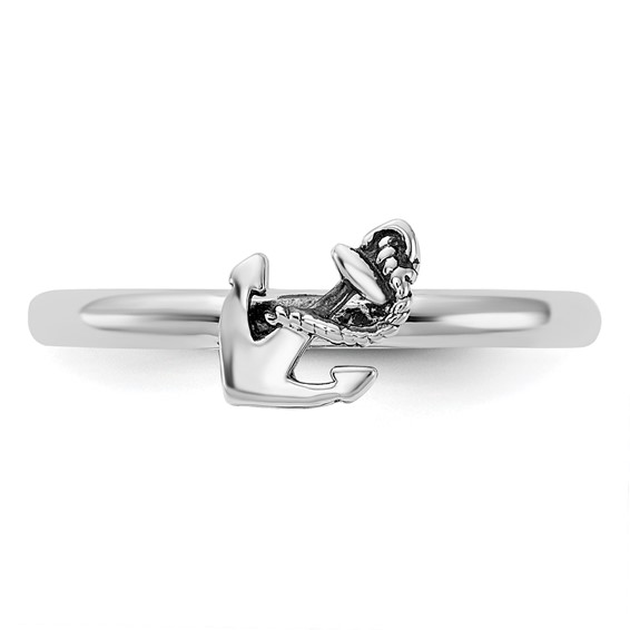 Sterling Silver Stackable Expressions Antiqued Anchor Ring