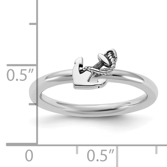 Sterling Silver Stackable Expressions Antiqued Anchor Ring