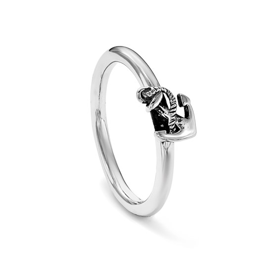 Sterling Silver Stackable Expressions Antiqued Anchor Ring