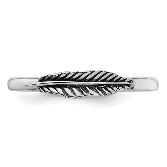 Sterling Silver Stackable Expressions Antiqued Feather Ring