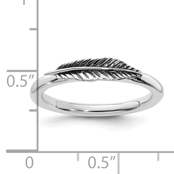 Sterling Silver Stackable Expressions Antiqued Feather Ring