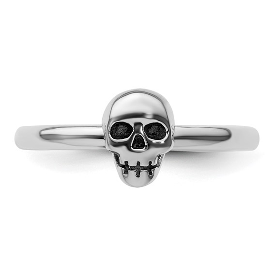 Sterling Silver Stackable Expressions Antiqued Skull Ring