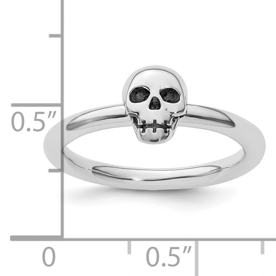 Sterling Silver Stackable Expressions Antiqued Skull Ring