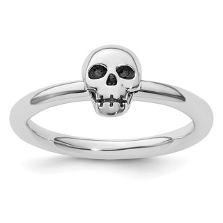 Sterling Silver Stackable Expressions Antiqued Skull Ring