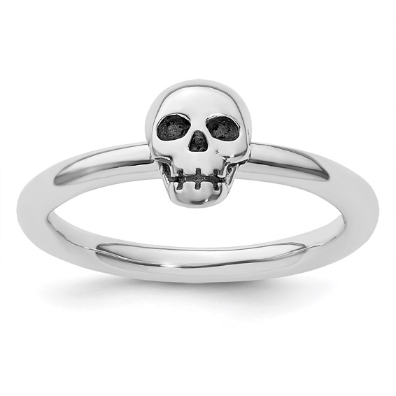 Sterling Silver Stackable Expressions Antiqued Skull Ring