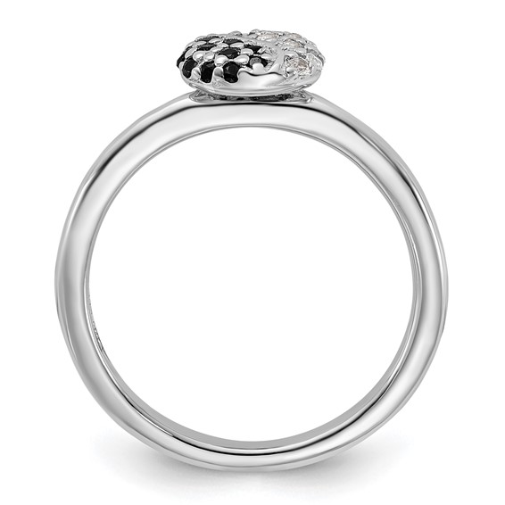 Sterling Silver Stackable Expressions Rhodium White Topaz Onyx Ring