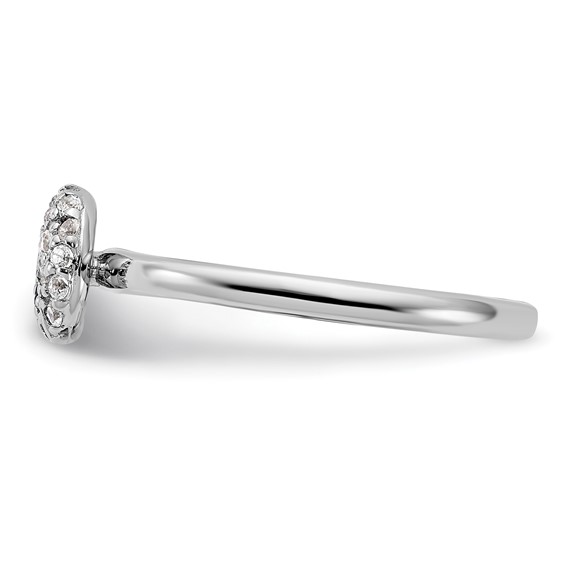 Sterling Silver Stackable Expressions Rhodium White Topaz Onyx Ring