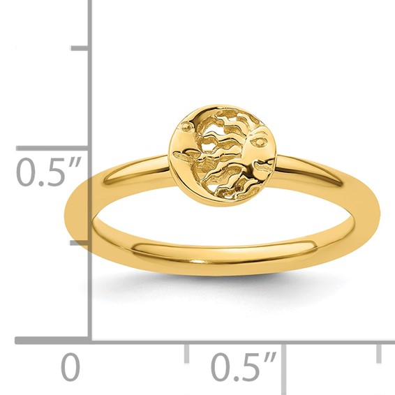 Sterling Silver Stackable Expressions Yellow-plated Sun/Moon Ring