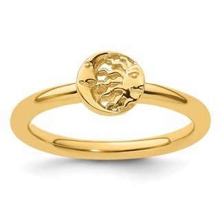 Sterling Silver Stackable Expressions Yellow-plated Sun/Moon Ring