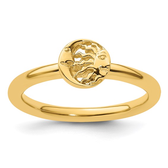 Sterling Silver Stackable Expressions Yellow-plated Sun/Moon Ring