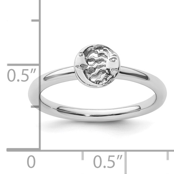 Sterling Silver Stackable Expressions Rhodium Sun/Moon Ring
