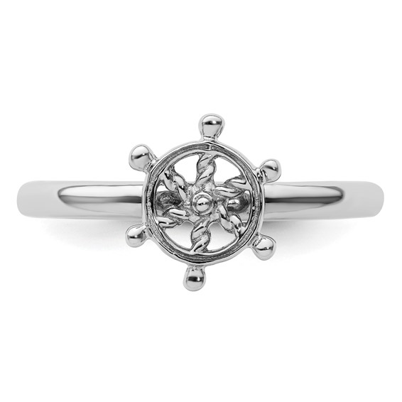 Sterling Silver Stackable Expressions Rhodium Ship's Wheel Ring