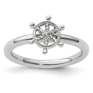 Sterling Silver Stackable Expressions Rhodium Ship's Wheel Ring
