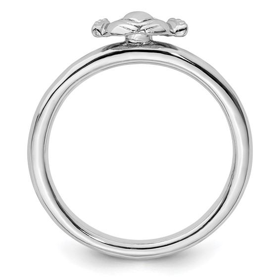 Sterling Silver Stackable Expressions Rhodium Claddagh Ring