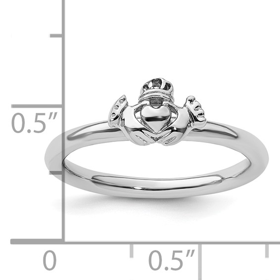 Sterling Silver Stackable Expressions Rhodium Claddagh Ring