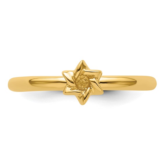 Sterling Silver Stackable Expressions Yellow-plated Star of David Ring