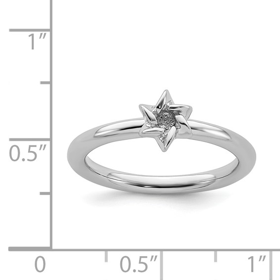 Sterling Silver Stackable Expressions Rhodium Star of David Ring