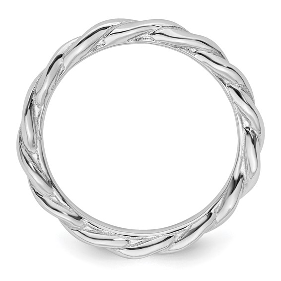 Sterling Silver Stackable Expressions Rhodium Twist Ring