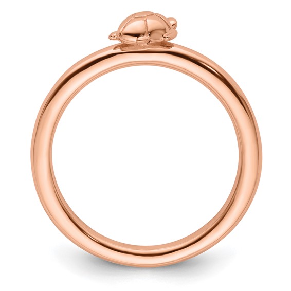 Sterling Silver Stackable Expressions Pink-plated Turtle Ring