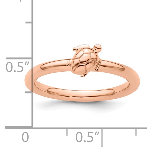 Sterling Silver Stackable Expressions Pink-plated Turtle Ring