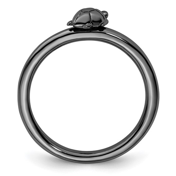 Sterling Silver Stackable Expressions Black-plated Turtle Ring