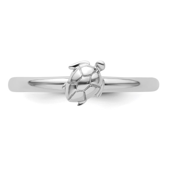 Sterling Silver Stackable Expressions Rhodium Turtle Ring