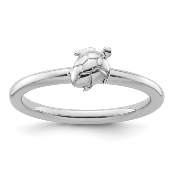 Sterling Silver Stackable Expressions Rhodium Turtle Ring