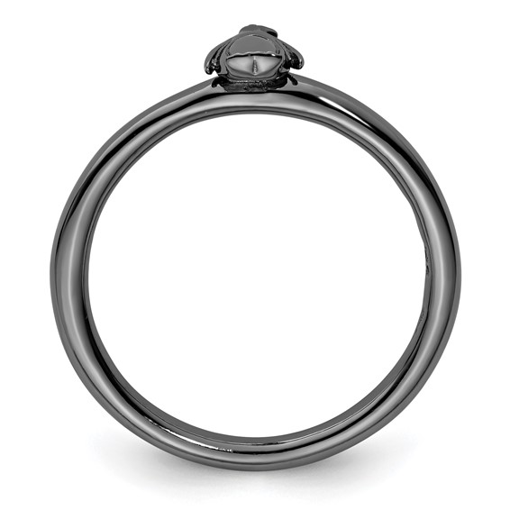 Sterling Silver Stackable Expressions Black-plated Penguin Ring