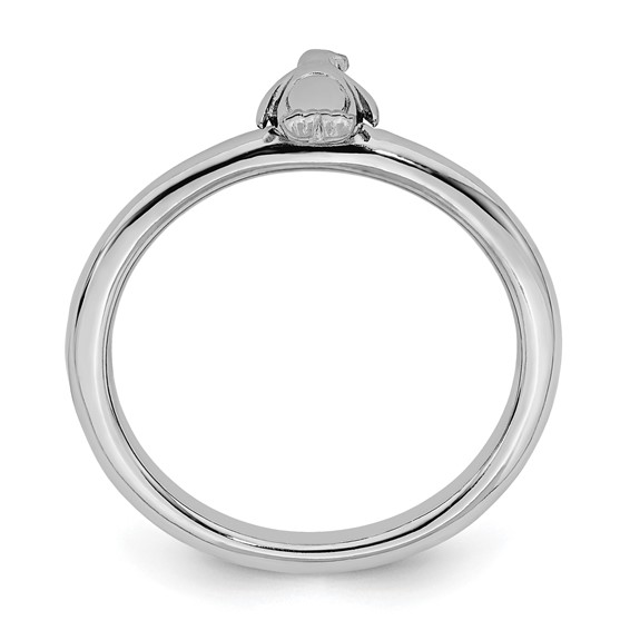 Sterling Silver Stackable Expressions Rhodium Penguin Ring