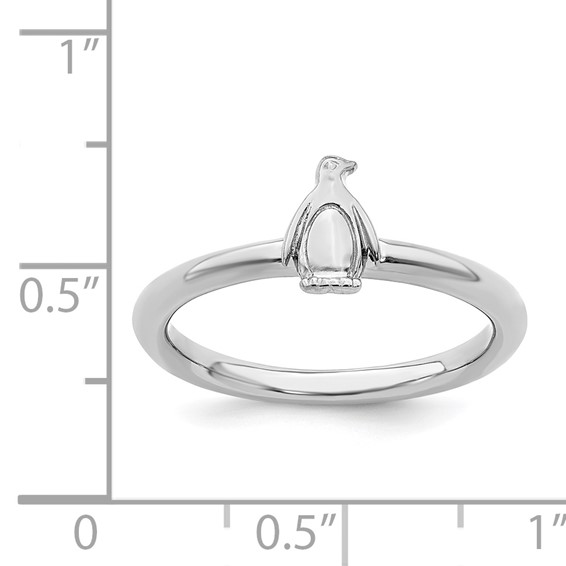 Sterling Silver Stackable Expressions Rhodium Penguin Ring