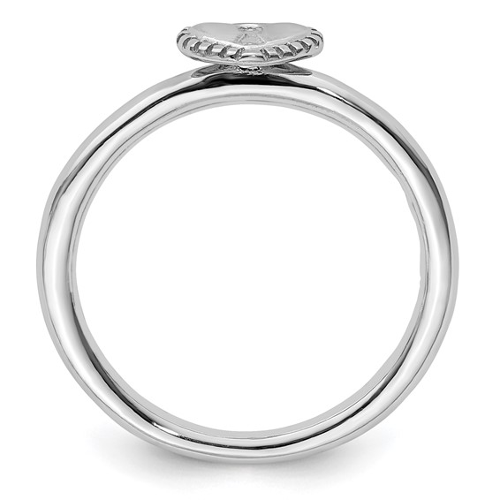 Sterling Silver Stackable Expressions Rhodium Heart Padlock Ring